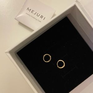 Mejuri two single mini hoop 14k gold earrings